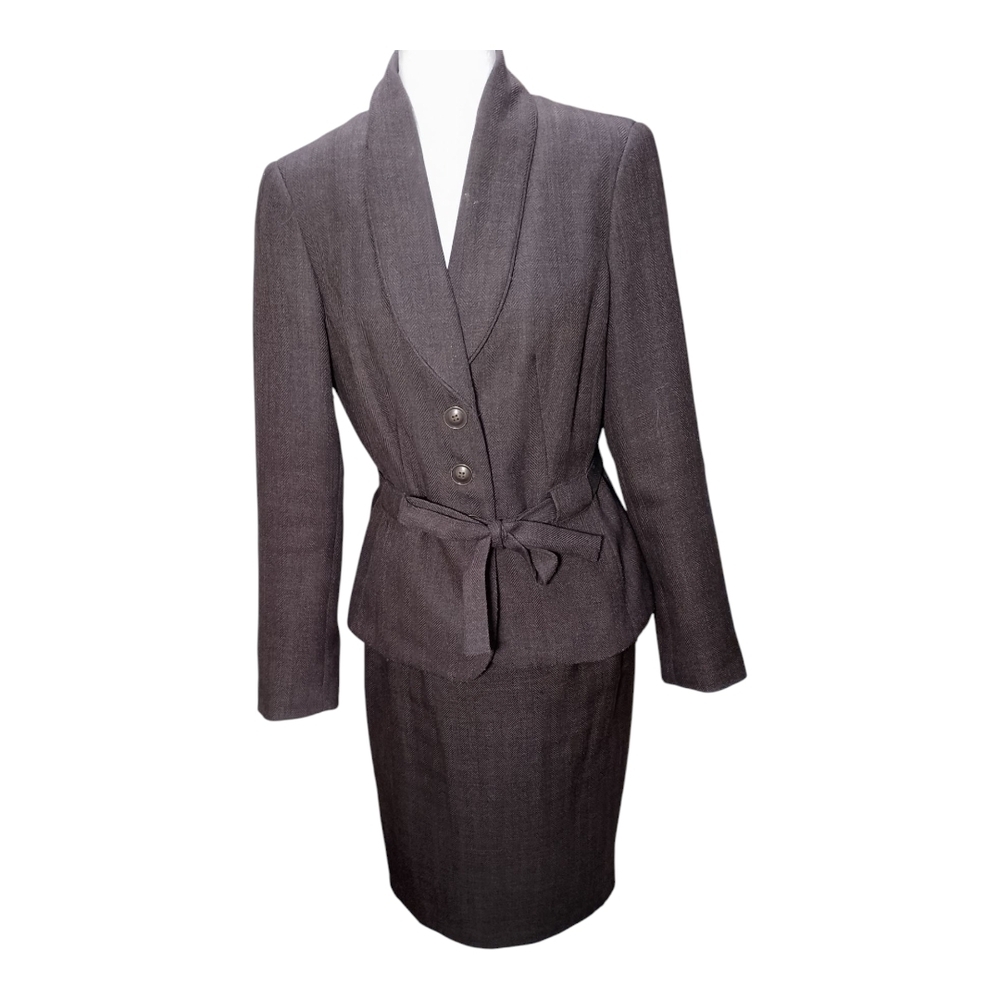 Larry Levine Brown Skirt Set Classic Business Size 4